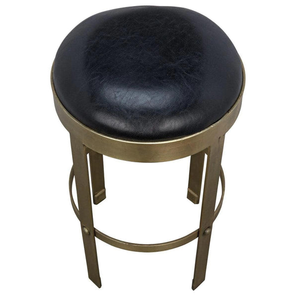 Prince Steel and Leather BarStool with Brass Finish Bar Stools LOOMLAN By Noir