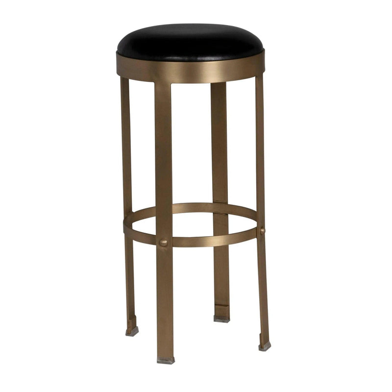 Prince Steel and Leather BarStool with Brass Finish Bar Stools LOOMLAN By Noir