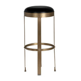 Prince Steel and Leather BarStool with Brass Finish Bar Stools LOOMLAN By Noir