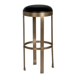 Prince Steel and Leather BarStool with Brass Finish Bar Stools LOOMLAN By Noir