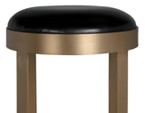 Prince Steel and Leather BarStool with Brass Finish Bar Stools LOOMLAN By Noir