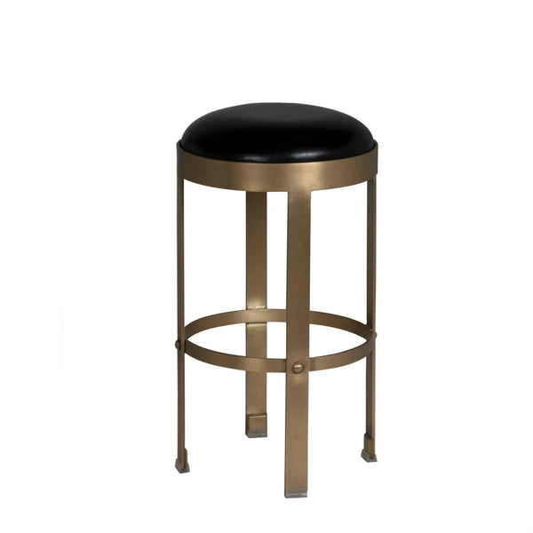 Prince Steel and Leather Counter Stool With Brass Finish Counter Stools LOOMLAN By Noir