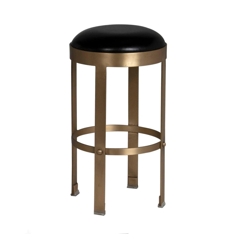 Prince Steel and Leather Counter Stool With Brass Finish Counter Stools LOOMLAN By Noir