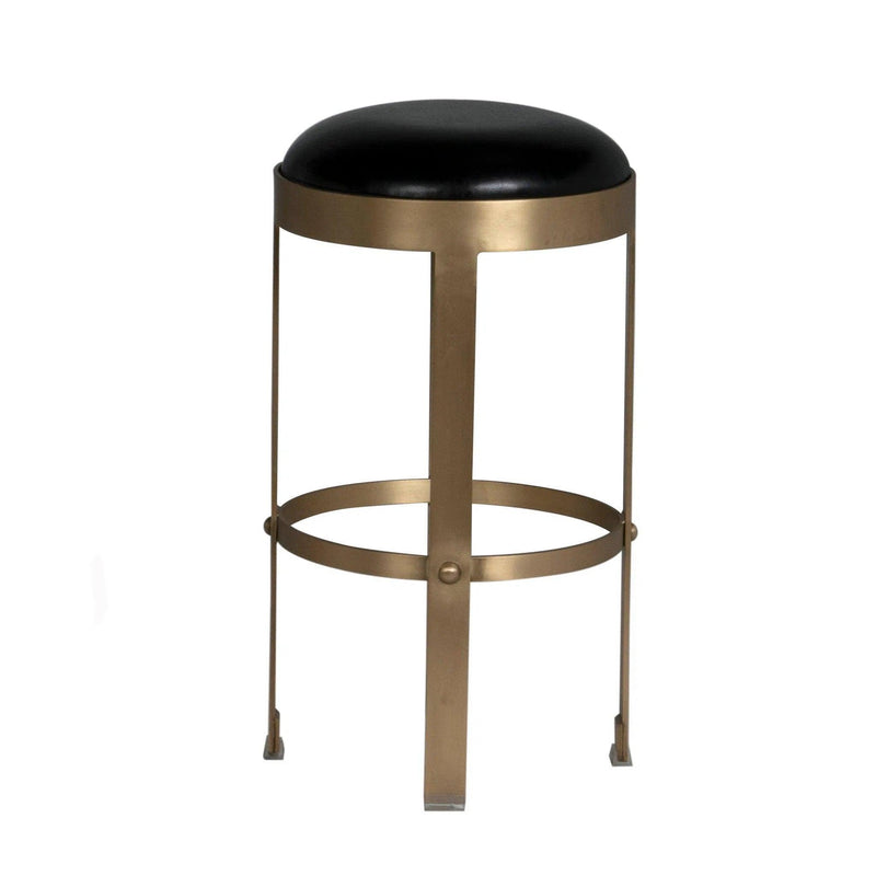 Prince Steel and Leather Counter Stool With Brass Finish Counter Stools LOOMLAN By Noir