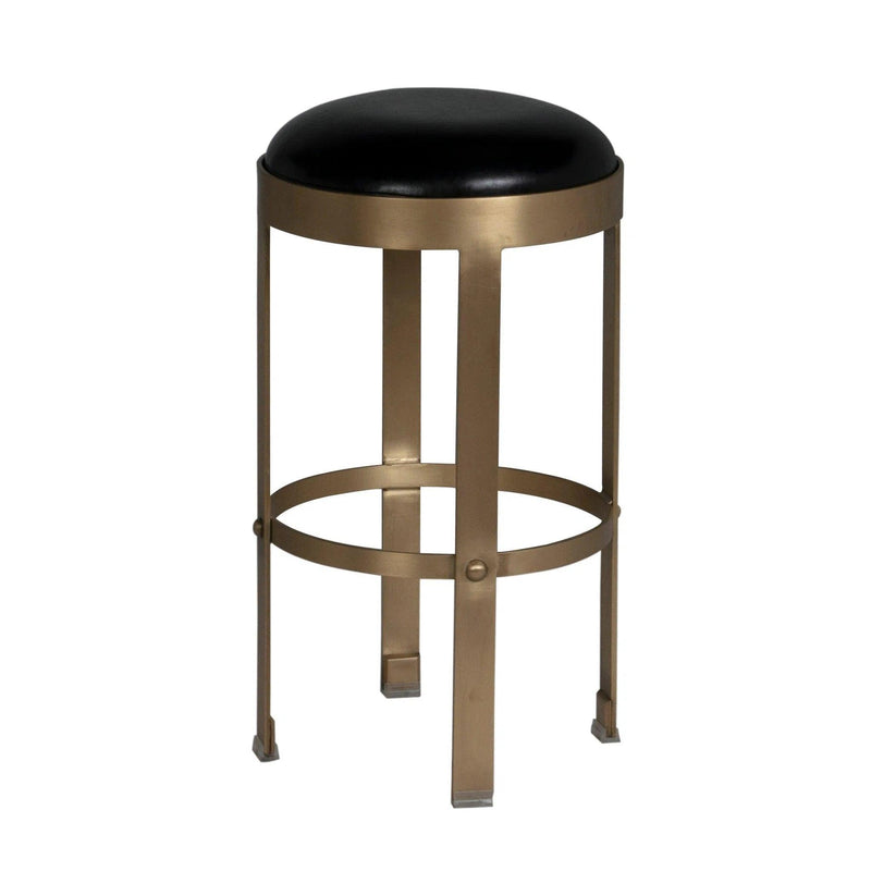 Prince Steel and Leather Counter Stool With Brass Finish Counter Stools LOOMLAN By Noir