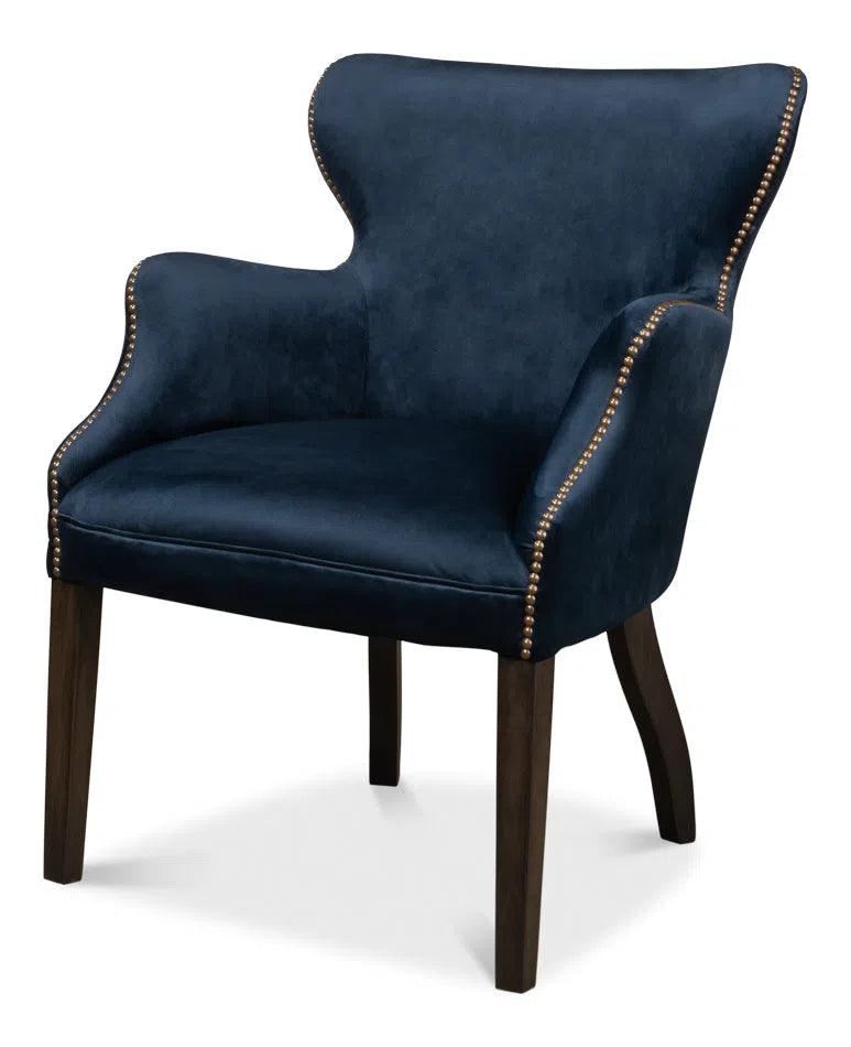 Princess Accent Chair Blue Velvet Accent Chairs LOOMLAN By Sarreid