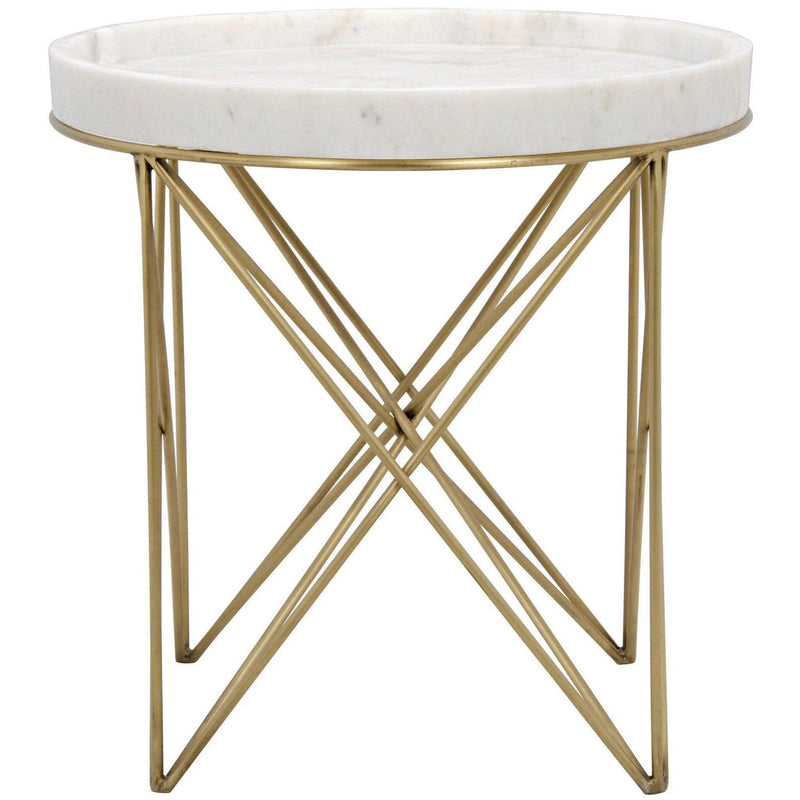 Prisma Steel and Marble Round Side Table Side Tables LOOMLAN By Noir