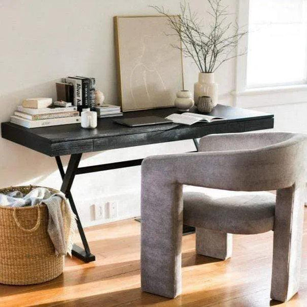 Profecto Modern Ash Wood Black Desk With Drawer Home Office Desks LOOMLAN By Moe's Home