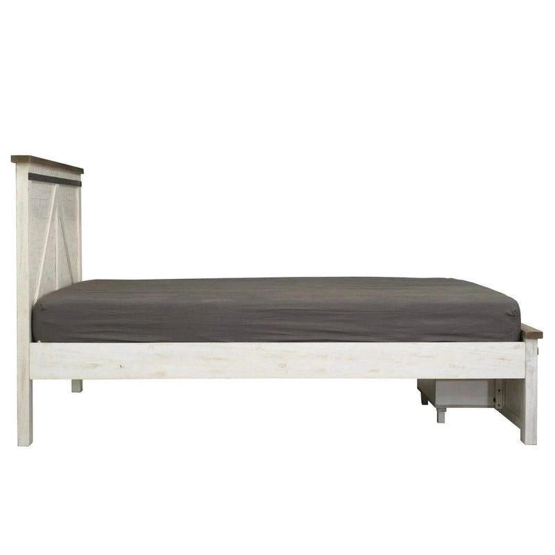 Provence White Wood Platform Bed With Storage Beds LOOMLAN By LH Imports