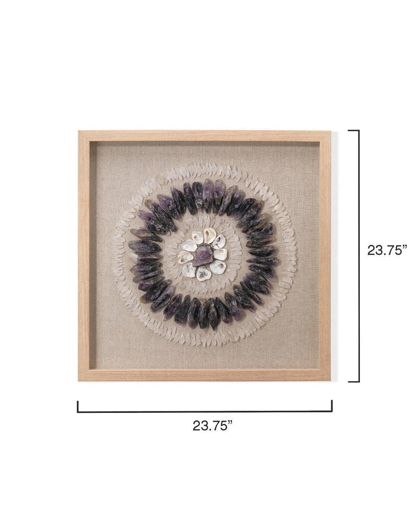 Purple Oyster Shells & Amethyst Stones Crystal Framed Wall Art Artwork LOOMLAN By Jamie Young