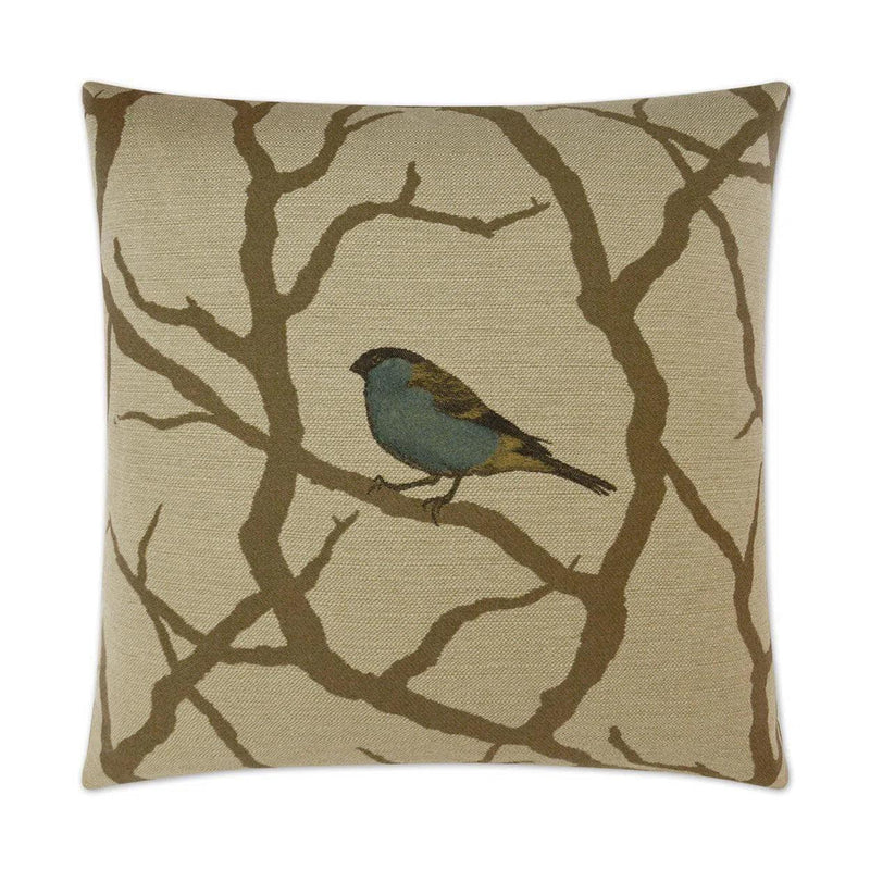 Pyrhulla Bluebird Brown Throw Pillow With Insert Throw Pillows LOOMLAN By D.V. Kap