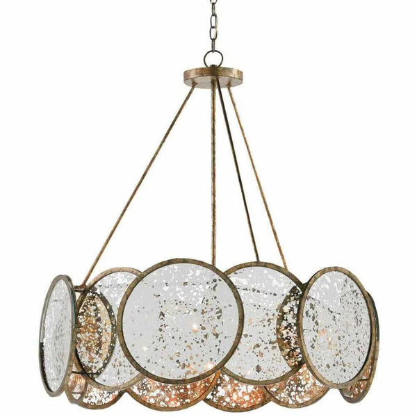 Pyrite Bronze Raj Mirror Oliveri Chandelier Chandeliers LOOMLAN By Currey & Co