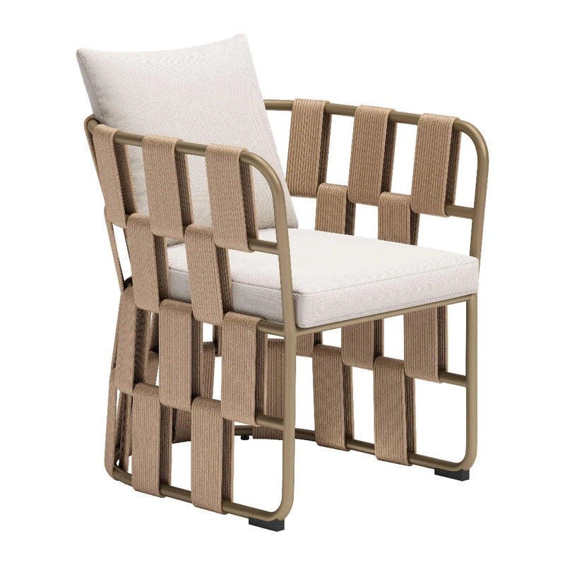 Quadrat White Dining Arm Chair Outdoor Dining Chairs LOOMLAN By Zuo Modern