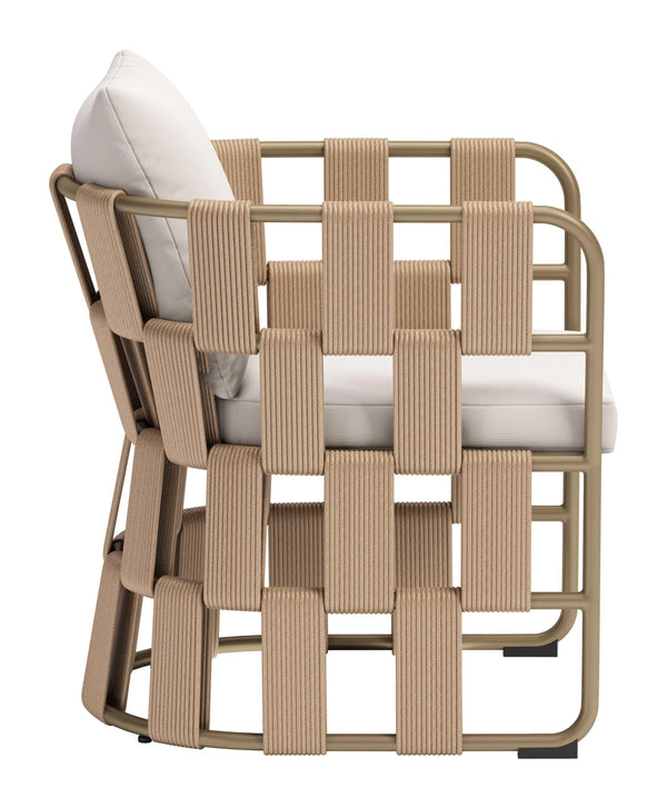 Quadrat White Dining Arm Chair Outdoor Dining Chairs LOOMLAN By Zuo Modern