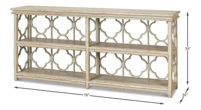 Quatrefoil Bookshelf Console Table With Storage Shelves Console Tables LOOMLAN By Sarreid