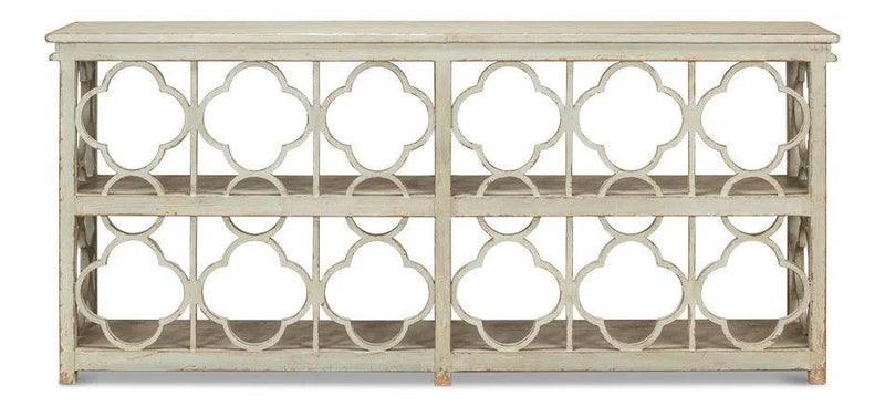 Quatrefoil Bookshelf Console Table With Storage Shelves Console Tables LOOMLAN By Sarreid