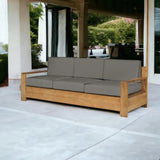 Qube Teak Deep Seating Outdoor Sofa with Sunbrella Cushions Outdoor Sofas & Loveseats LOOMLAN By HiTeak