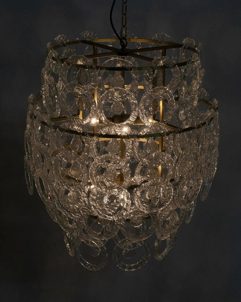 Quebec Metal and Glass Chandelier With Brass Finish Chandeliers LOOMLAN By Noir