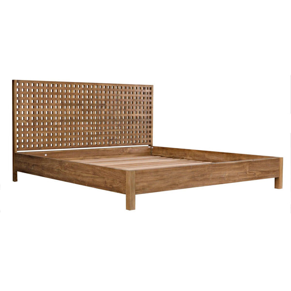 Quinnton Wood Brown Platform Bed Frame Beds LOOMLAN By Noir