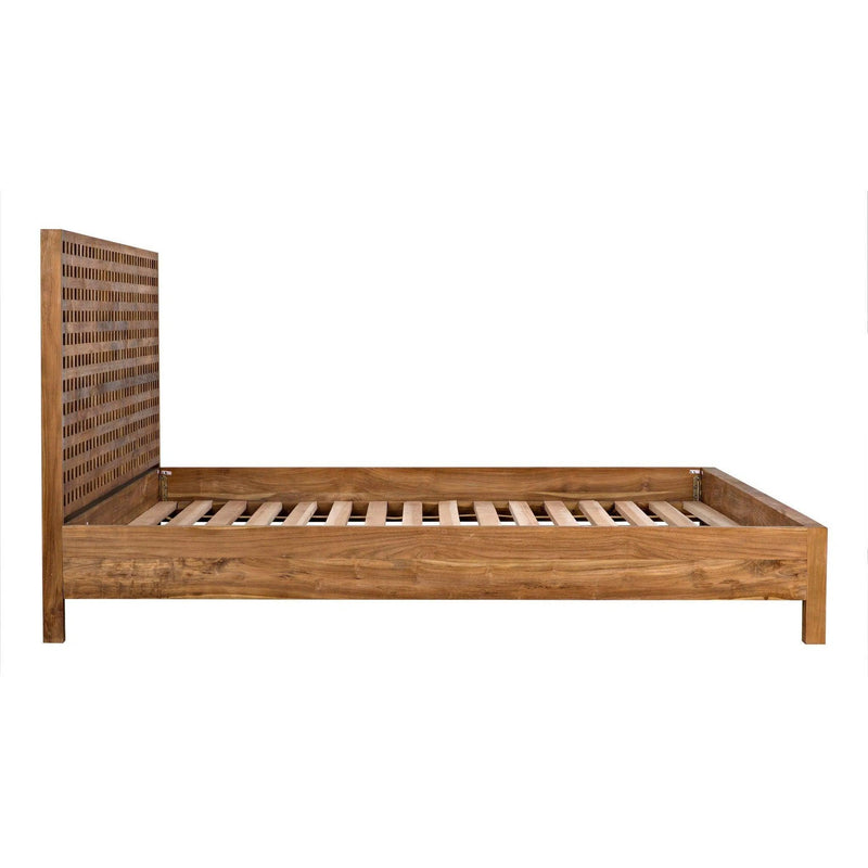 Quinnton Wood Brown Platform Bed Frame Beds LOOMLAN By Noir