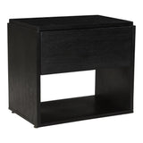 Quinton Solid Oak and Iron Black Nightstand Nightstands LOOMLAN By Moe's Home