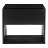 Quinton Solid Oak and Iron Black Nightstand Nightstands LOOMLAN By Moe's Home