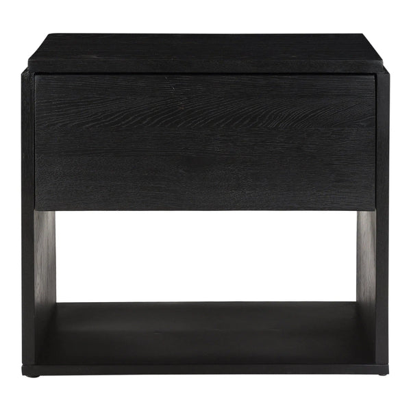 Quinton Solid Oak and Iron Black Nightstand Nightstands LOOMLAN By Moe's Home