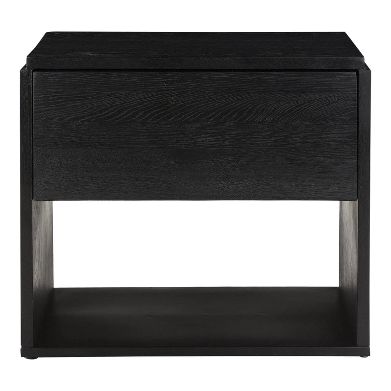 Quinton Solid Oak and Iron Black Nightstand Nightstands LOOMLAN By Moe's Home