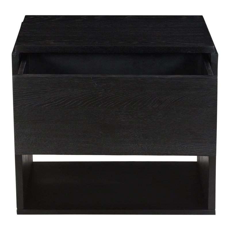 Quinton Solid Oak and Iron Black Nightstand Nightstands LOOMLAN By Moe's Home