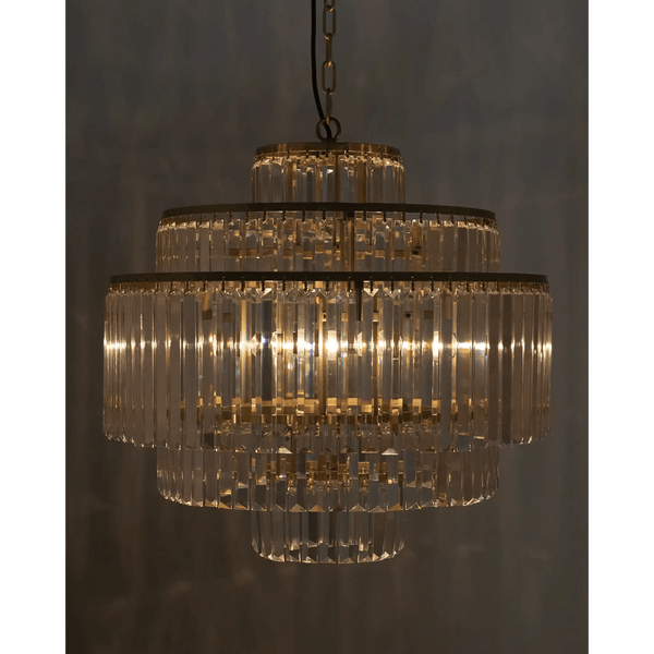 Quintus Metal and Glass Chandelier With Brass Finish Chandeliers LOOMLAN By Noir