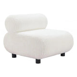 Rahat Wood White Armless Accent Chair Club Chairs LOOMLAN By Zuo Modern