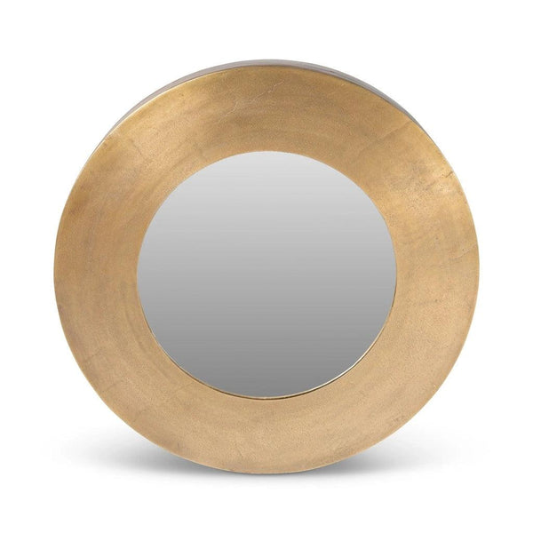 Rahi Reclaimed Cast Aluminum Round Wall Mirror Wall Mirrors LOOMLAN By Urbia