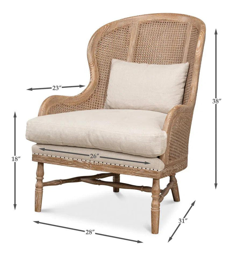 Randolph Wing Accent Chair Cane and Wood Frame Accent Chairs LOOMLAN By Sarreid