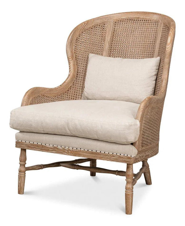 Randolph Wing Accent Chair Cane and Wood Frame Accent Chairs LOOMLAN By Sarreid