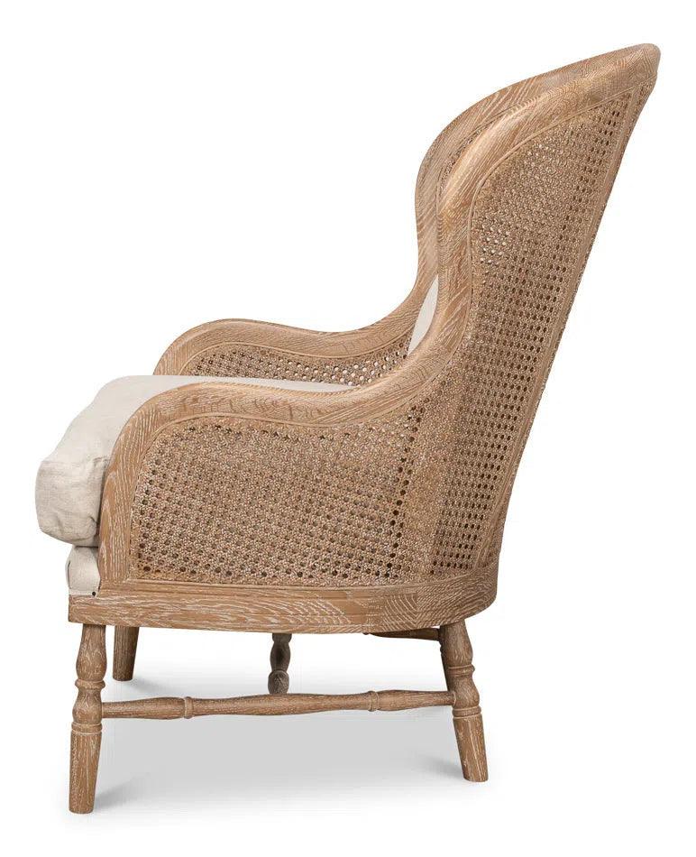 Randolph Wing Accent Chair Cane and Wood Frame Accent Chairs LOOMLAN By Sarreid