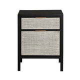 Rattan Black Side Table with Drawers Nightstands LOOMLAN By LH Imports