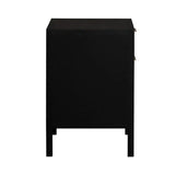 Rattan Black Side Table with Drawers Nightstands LOOMLAN By LH Imports