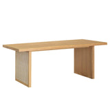 Rattan Natural Oak Wood Dining Table for 6 People Dining Tables LOOMLAN By LH Imports