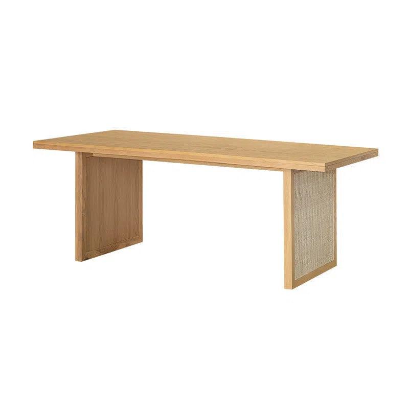 Rattan Natural Oak Wood Dining Table for 6 People Dining Tables LOOMLAN By LH Imports