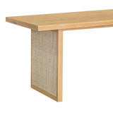 Rattan Natural Oak Wood Dining Table for 6 People Dining Tables LOOMLAN By LH Imports