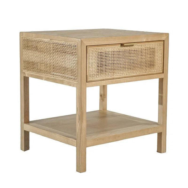 Rattan One Drawer Side Table - Natural Wood Tone Side Tables LOOMLAN By LH Imports