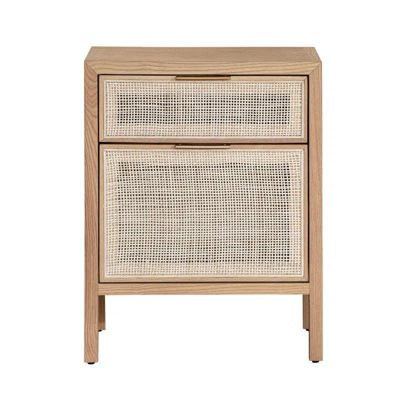 Rattan Two Drawer Accent Cabinet - Natural Tone Wood Nightstands LOOMLAN By LH Imports