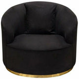 Raven Black Velvet Barrel Chair Gold Trim Club Chairs LOOMLAN By Diamond Sofa