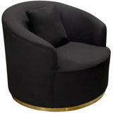 Raven Black Velvet Barrel Chair Gold Trim Club Chairs LOOMLAN By Diamond Sofa