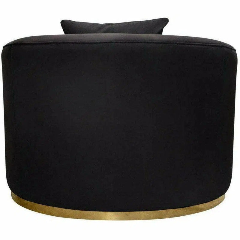 Raven Black Velvet Barrel Chair Gold Trim Club Chairs LOOMLAN By Diamond Sofa