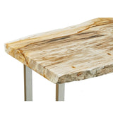 Raw Petrified Wood Rectangular Console Table Console Tables LOOMLAN By Urbia