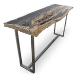 Raw Petrified Wood Rectangular Console Table Console Tables LOOMLAN By Urbia