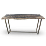 Raw Petrified Wood Rectangular Console Table Console Tables LOOMLAN By Urbia