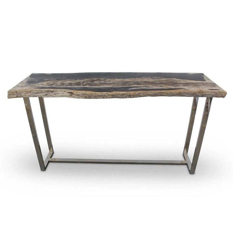 Raw Petrified Wood Rectangular Console Table Console Tables LOOMLAN By Urbia