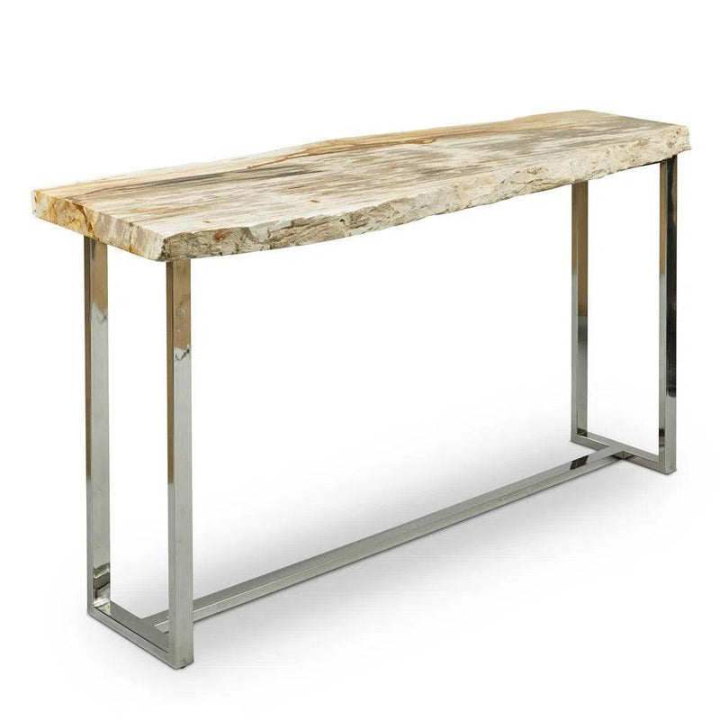 Raw Petrified Wood Rectangular Console Table Console Tables LOOMLAN By Urbia